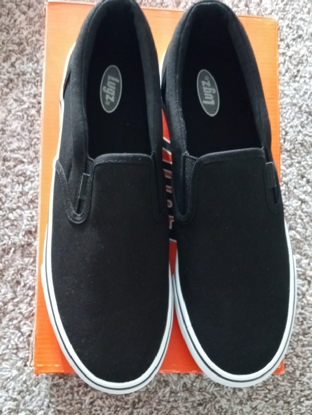 Lugz Black Slip-On Canvas Loafers with White Sole - Picture 2 of 5